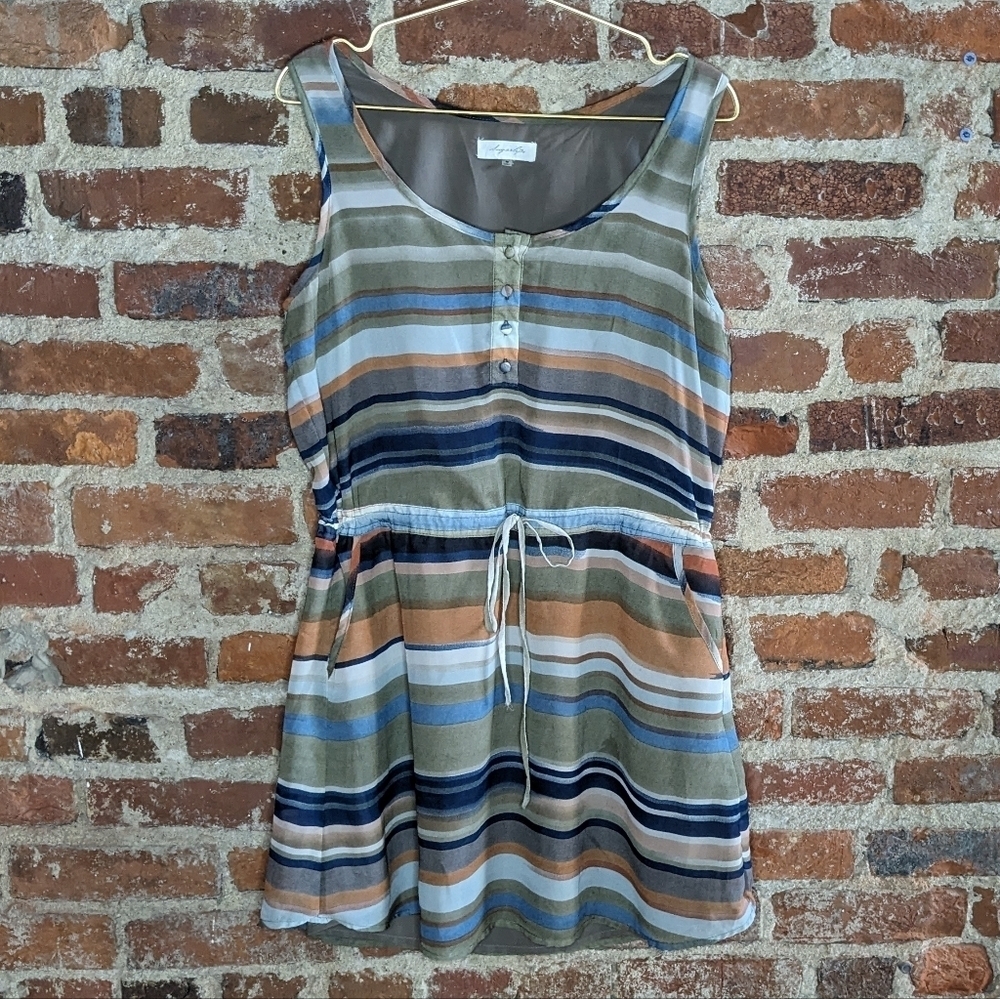 Sugarlips Medium Multicolor Cotton Blend Striped Cinch Waist Tank Top‎ Dress